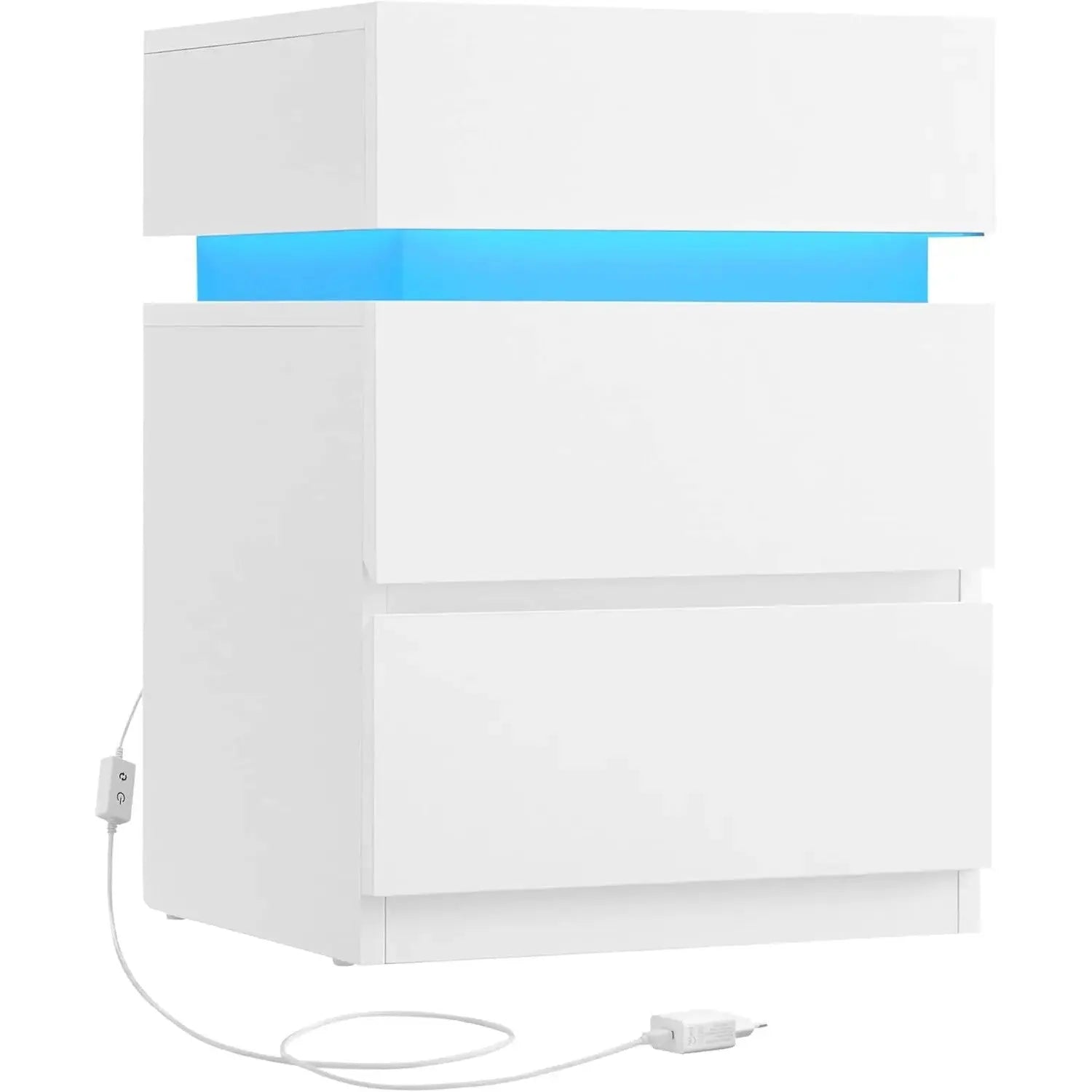 Nachttisch LED-Beleuchtung 3 Schubladen Weiss von Songmics