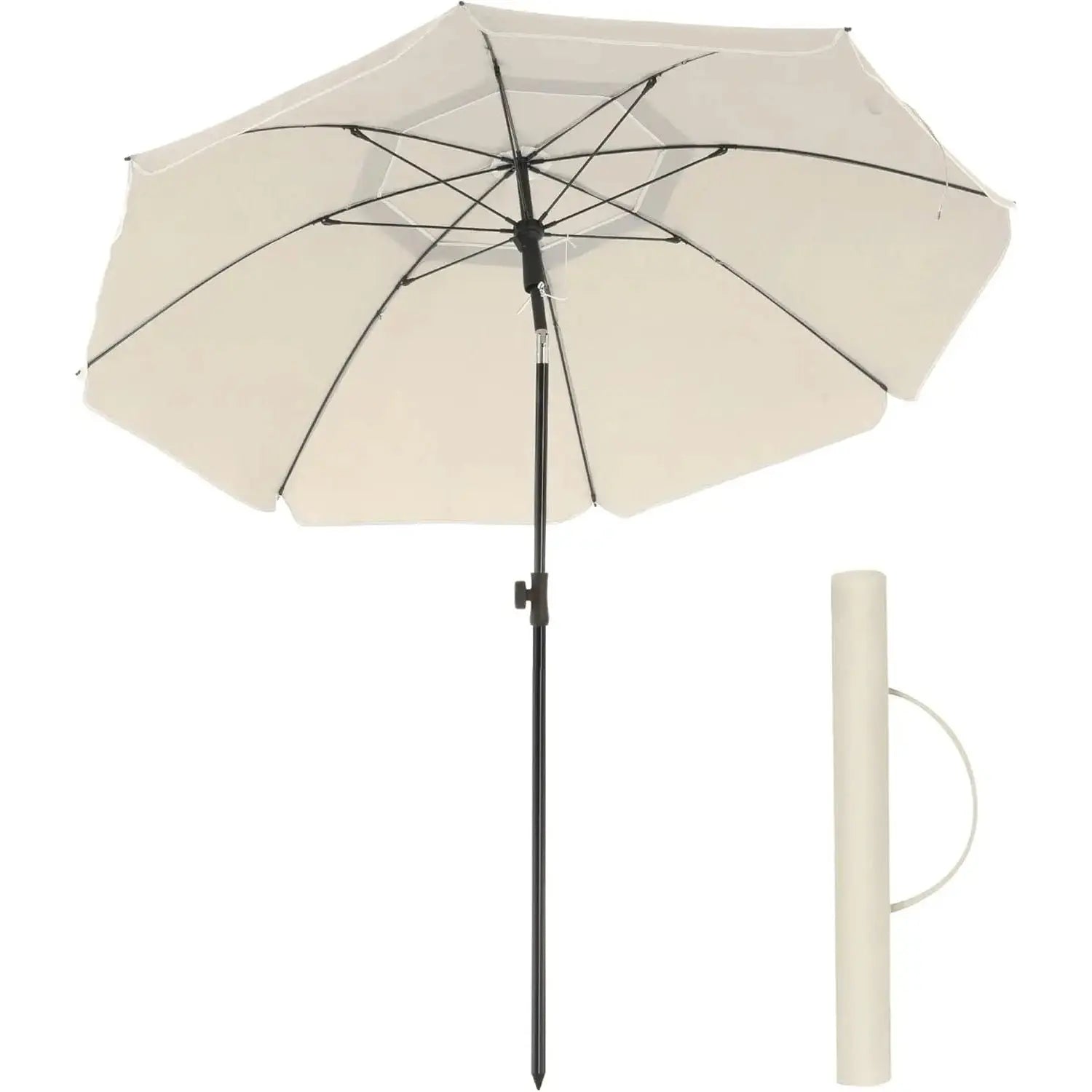 Sonnenschirm 200cm UPF50+ Beige Polyester von Songmics