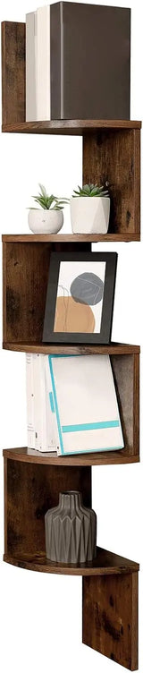 Eckregal Wandregal 5 Ebenen vintagebraun von Songmics