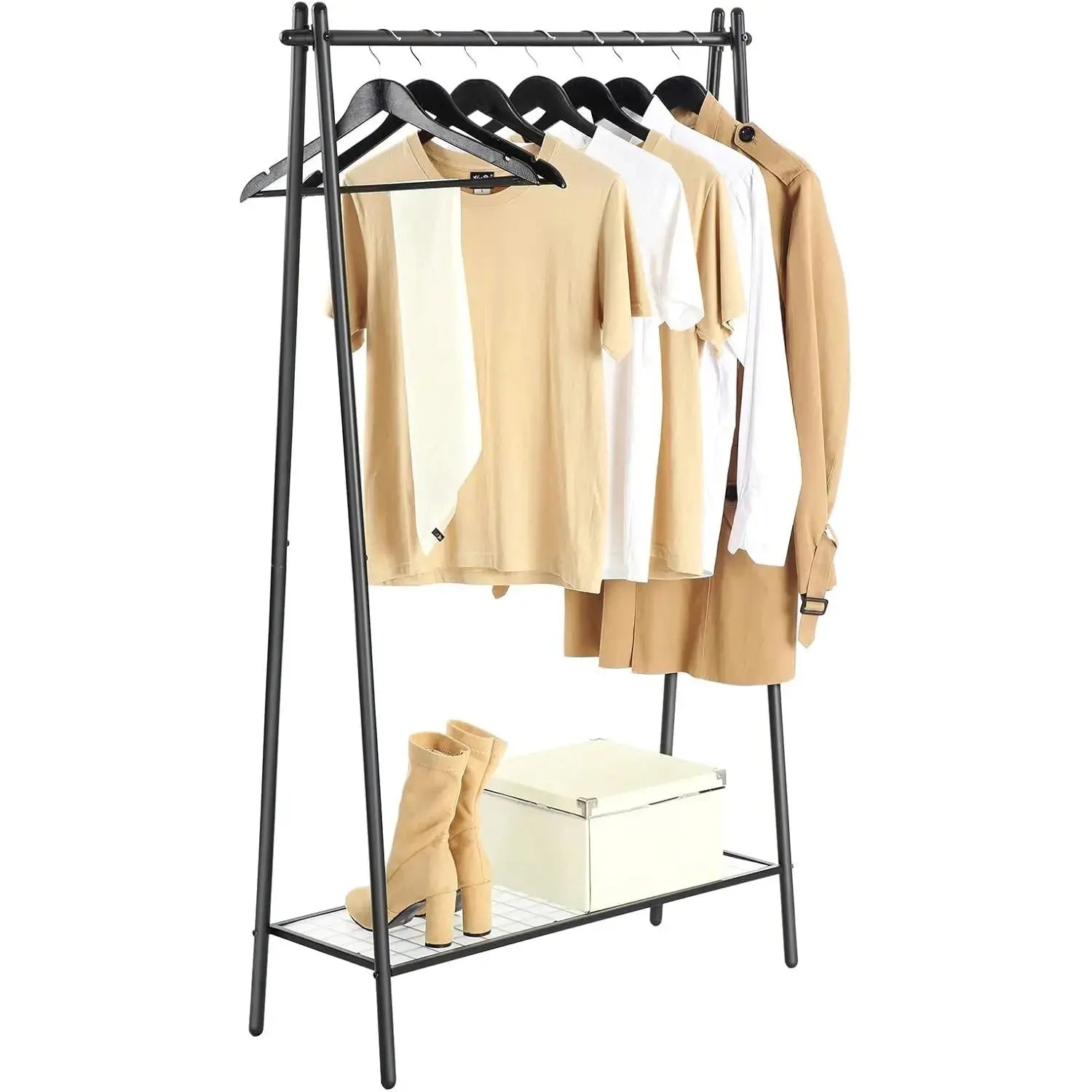 Kleiderständer mit Regal Stahl Mattschwarz von Songmics