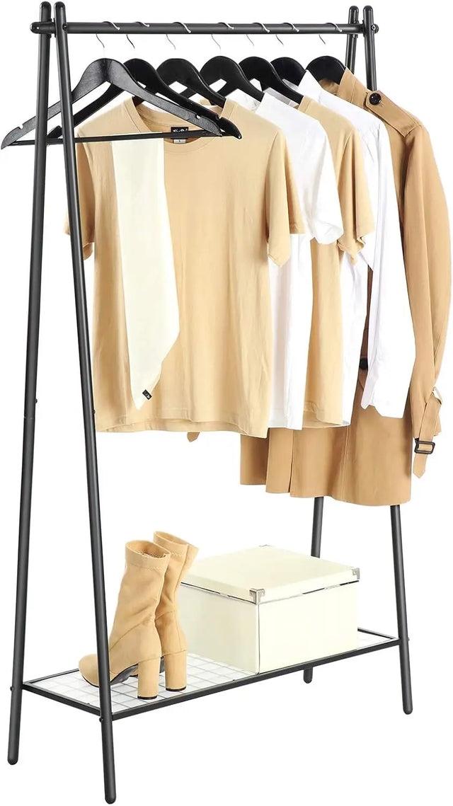 Kleiderständer mit Regal Stahl Mattschwarz von Songmics