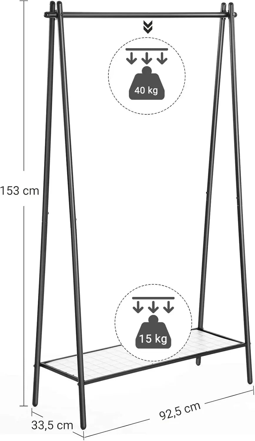Kleiderständer mit Regal Stahl Mattschwarz von Songmics