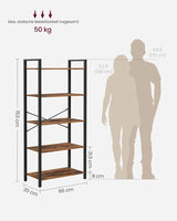 Regal mit 5 Ebenen Vintagebraun, 30x66x153 cm von Songmics