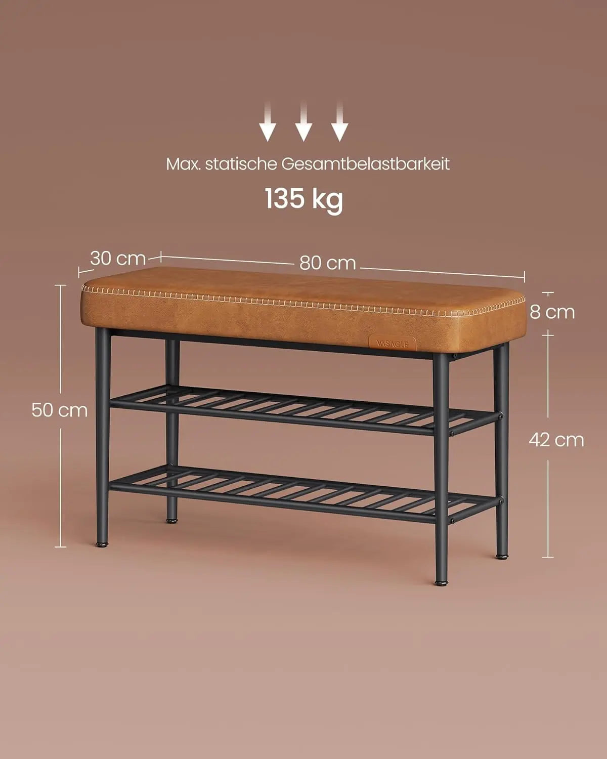 Schuhbank Mid-Century-Modern Kunstleder Karamellbraun von Songmics