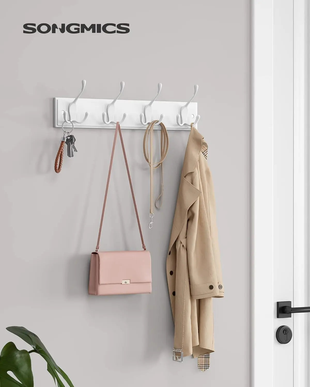 Wandgarderobe Hakenleiste Metall Flur Wolkenweiss von Songmics