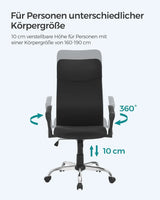 Bürostuhl ergonomisch höhenverstellbar gepolstert schwarz von Songmics