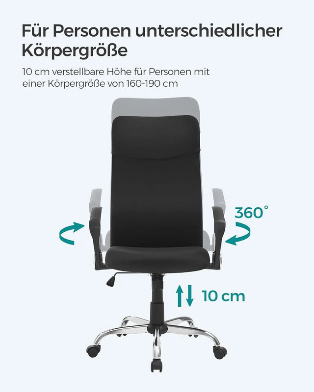 Bürostuhl ergonomisch höhenverstellbar gepolstert schwarz von Songmics