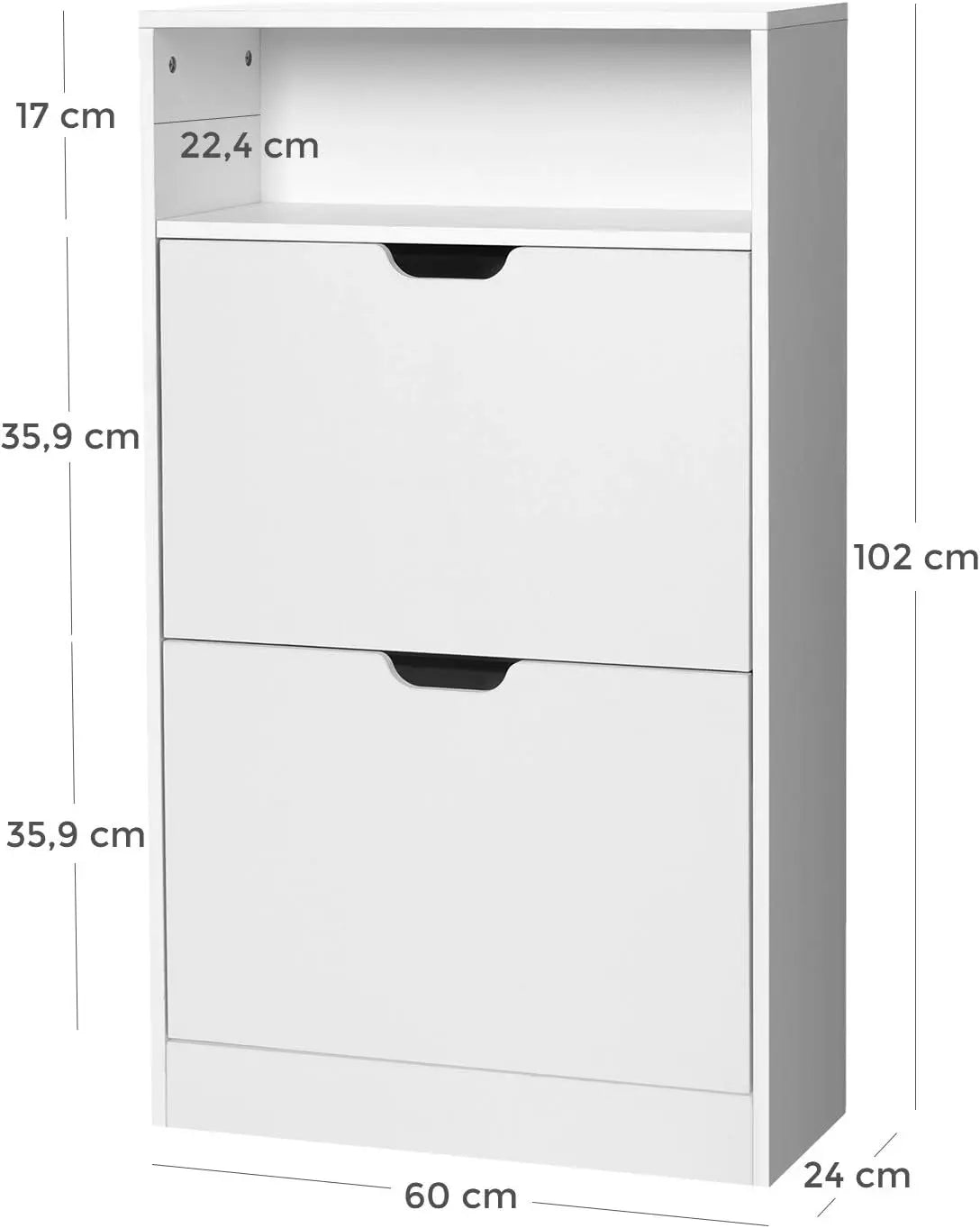 Schuhschrank 2 Klappen wolkenweiss verstellbar von Songmics