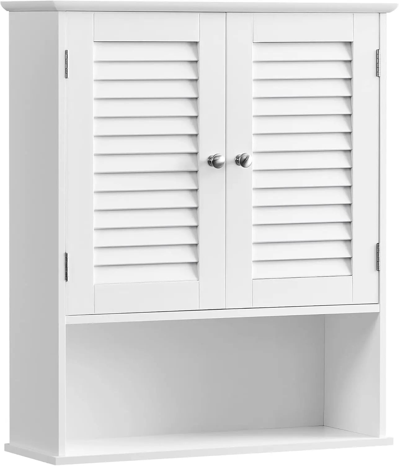 Badezimmerschrank mit Lamellentüren, weiss von Songmics