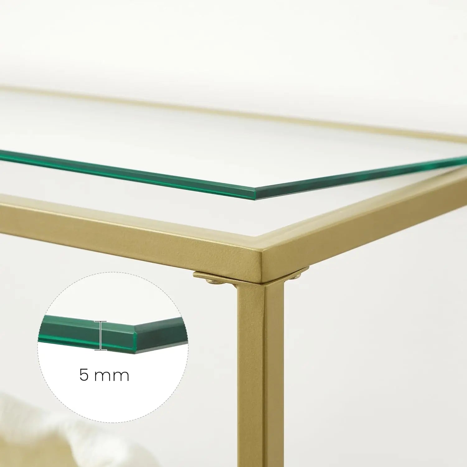 Konsolentisch Hartglas 3 Ablagen goldfarben von Songmics