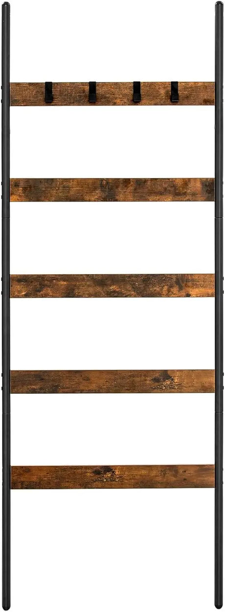 Schrägleiterregal Handtuchhalter 5 Ebenen Braun Schwarz von Songmics