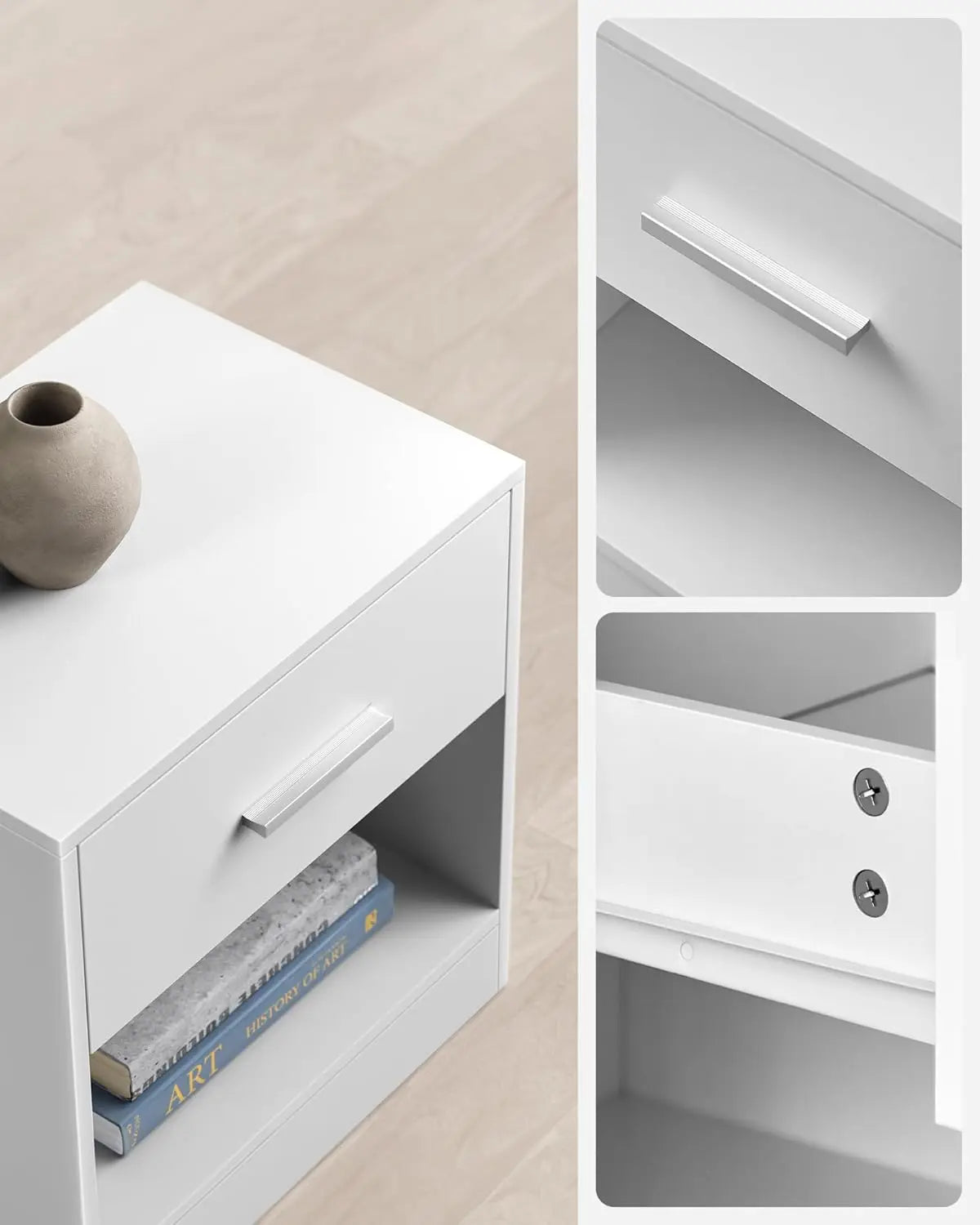 Nachttisch mit Schublade 2er Set Weiss Holz von Songmics