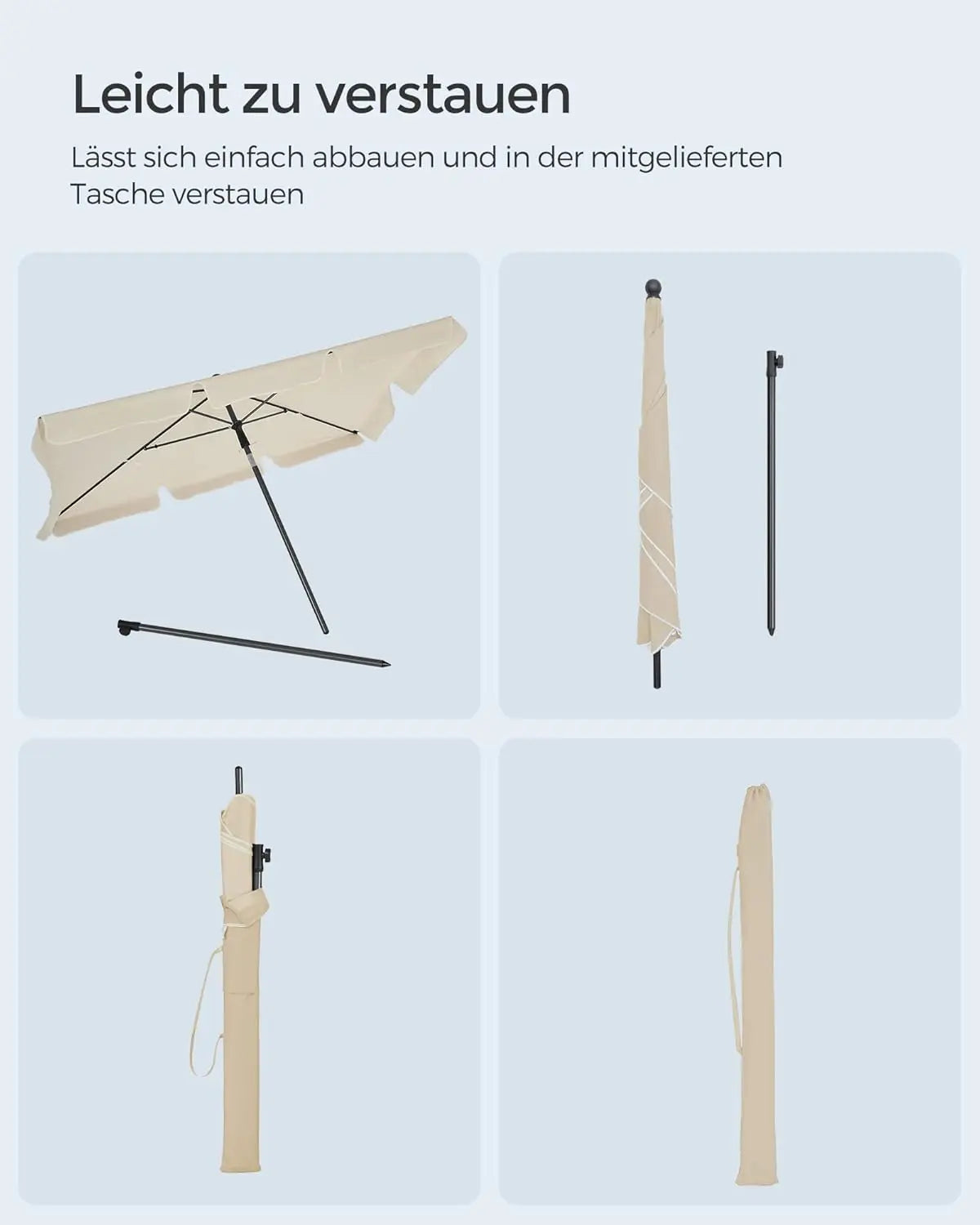 Balkonschirm 200x125cm UPF50+ beige von Songmics