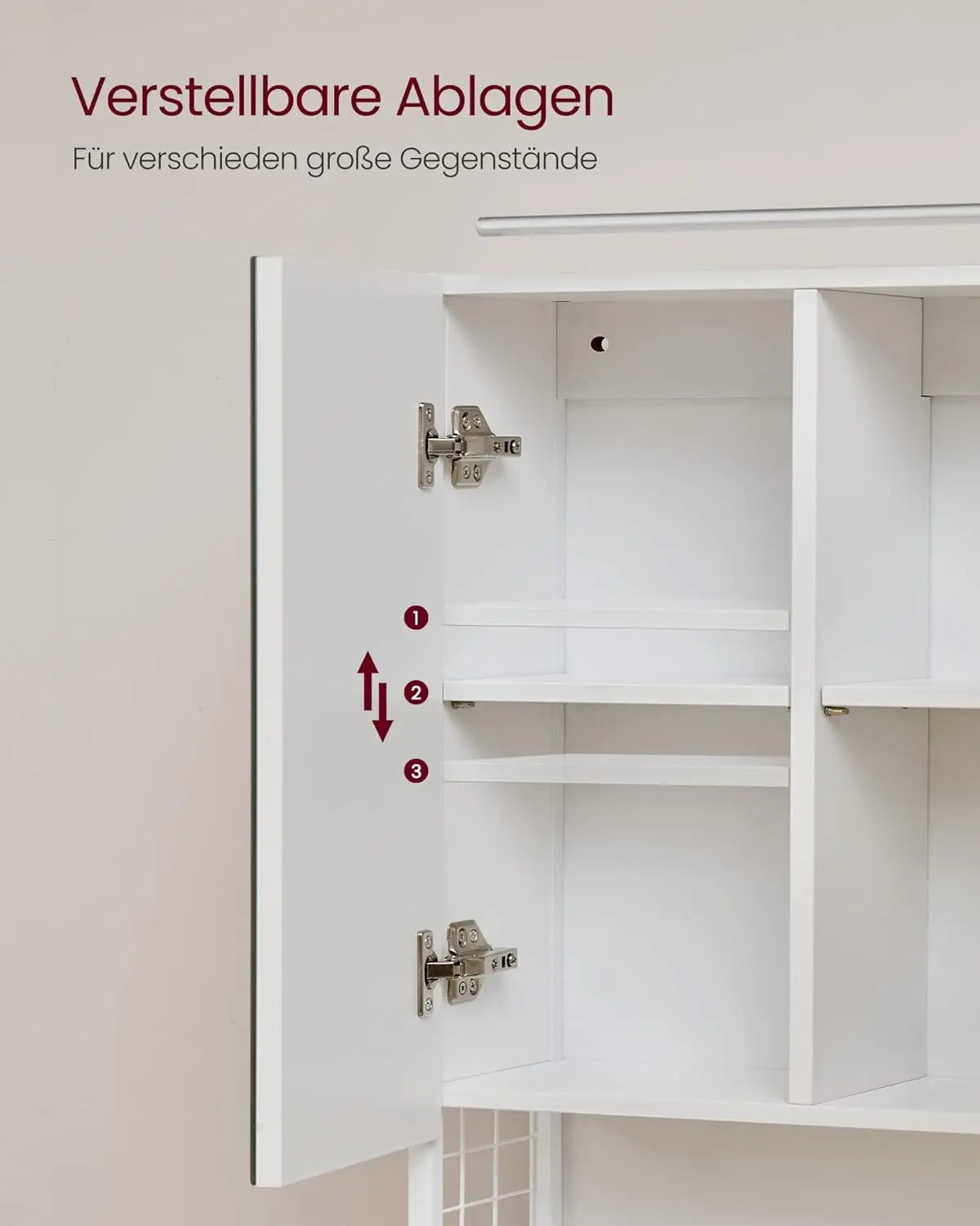 Badezimmerschrank Spiegelschrank LED Beleuchtung Wolkenweiss von Songmics