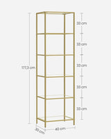 Regal mit 6 Ablagen Goldfarben von Songmics