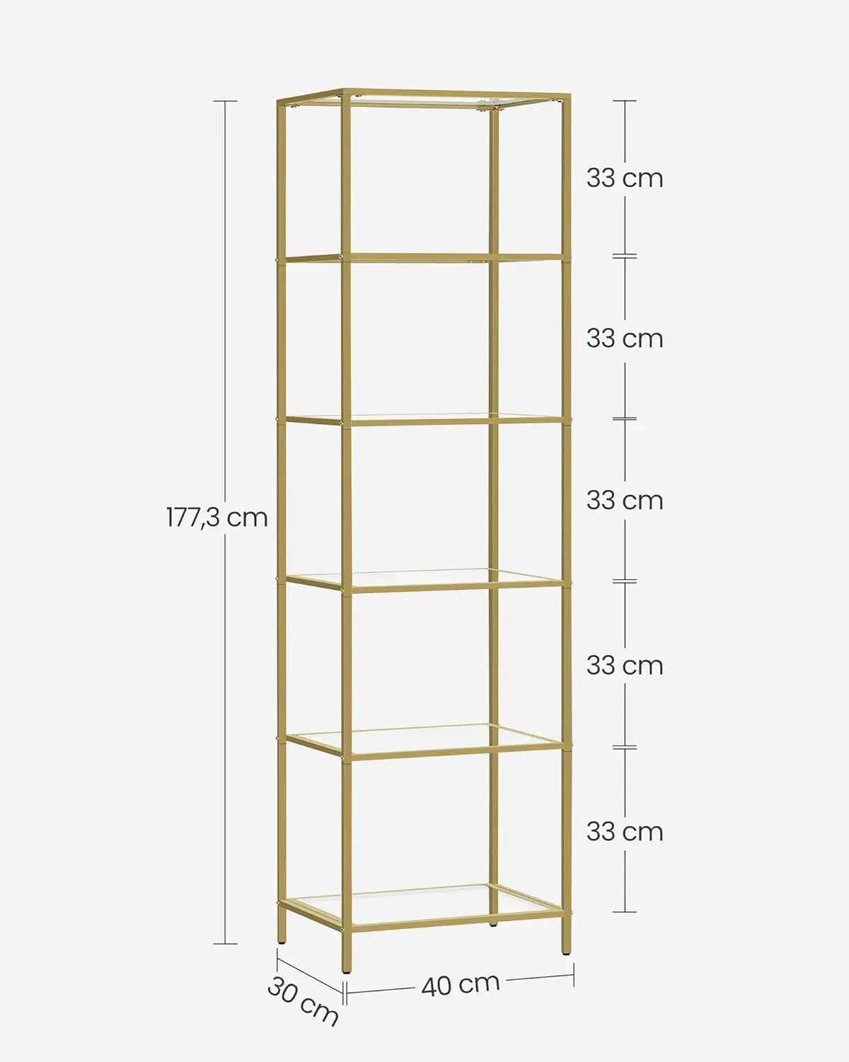 Regal mit 6 Ablagen Goldfarben von Songmics