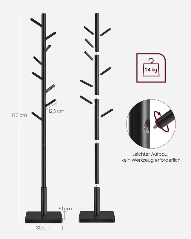 Garderobenständer Massivholz Baumform Tintenschwarz von Songmics