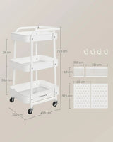 Rollwagen mit Metallgitterablagen wolkenweiss von Songmics