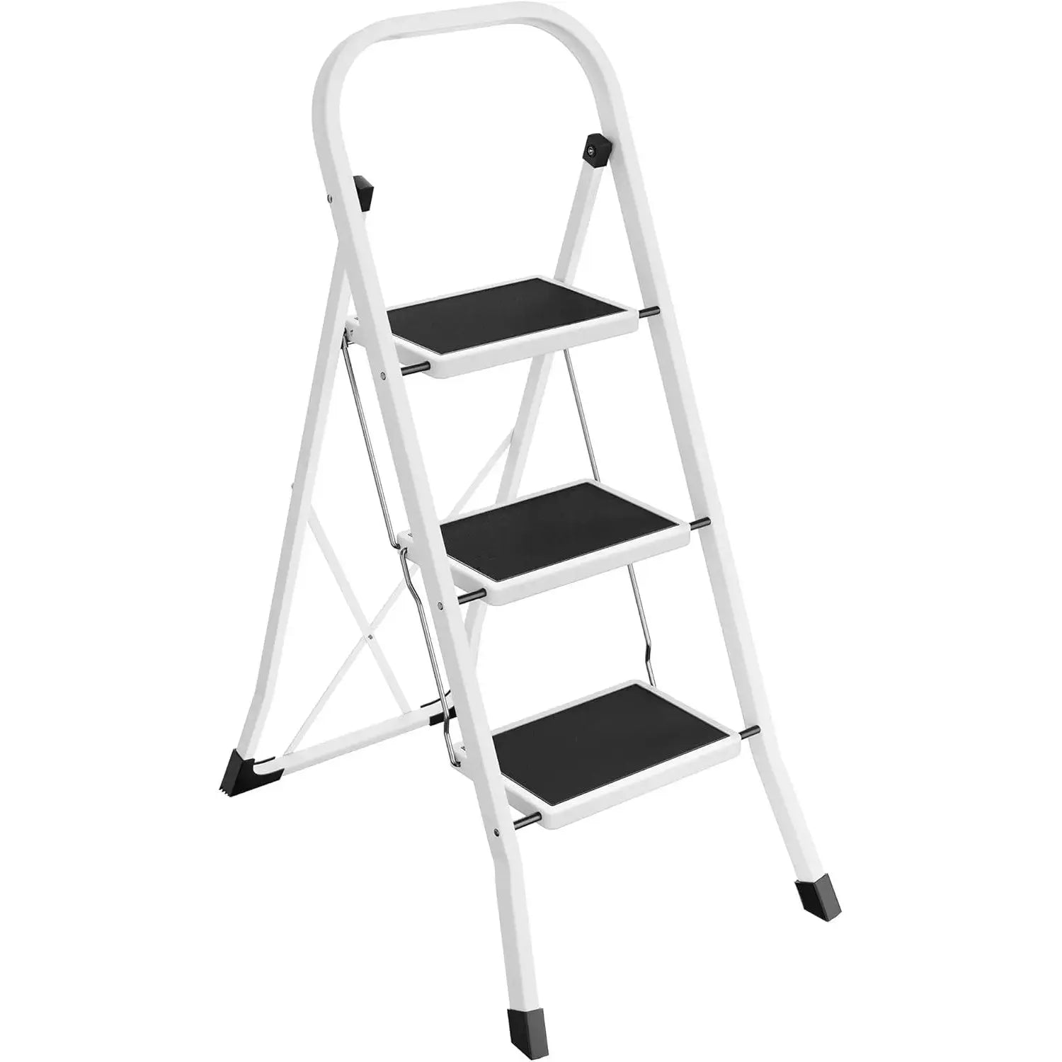 Trittleiter Klappbar 3 Stufen 150kg Weiss von Songmics