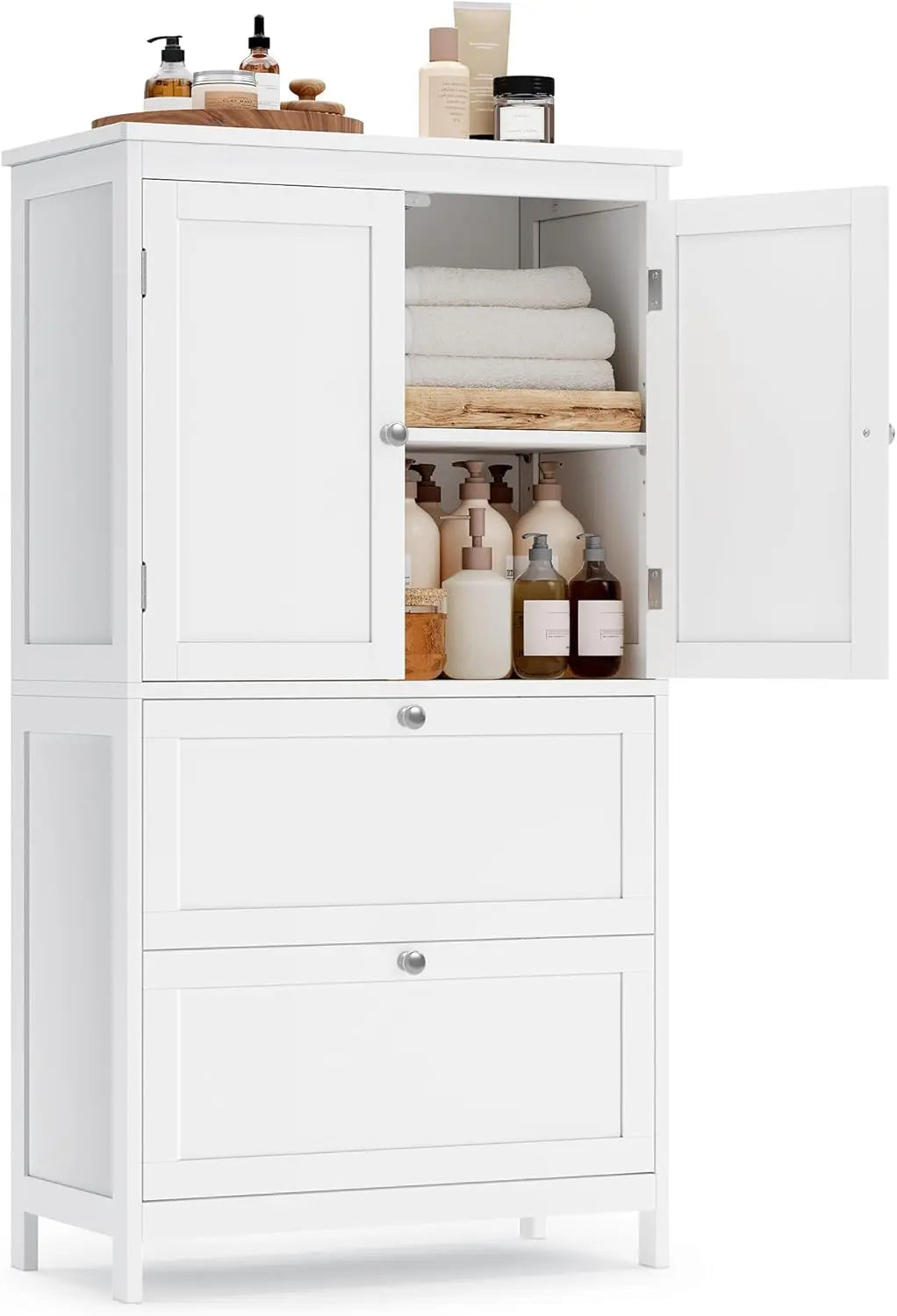 Badezimmerschrank mit Schubladen klassikweiss von Songmics