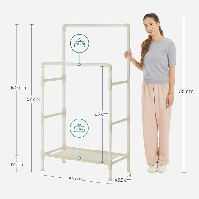 Kleiderständer Metall mit Ablage Weiss von Songmics