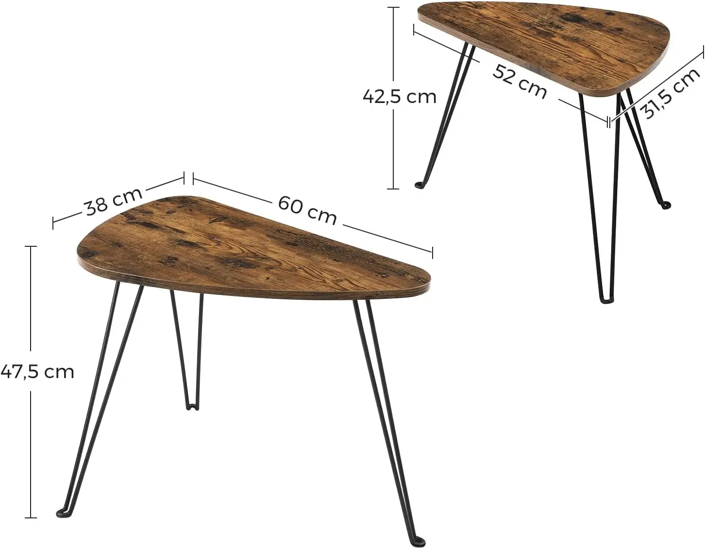 Beistelltische Set Industriestil rustikales Braun von Songmics