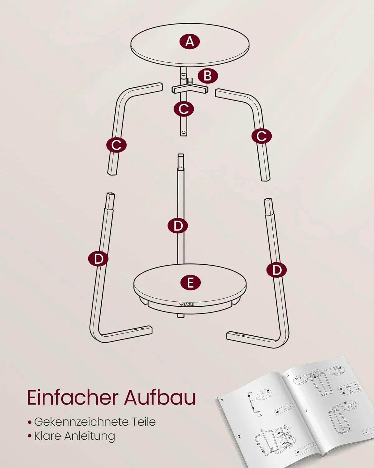 Beistelltisch rund modern schiefergrau von Songmics