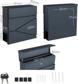 Briefkasten abschliessbar mit Zeitungsfach anthrazit von Songmics