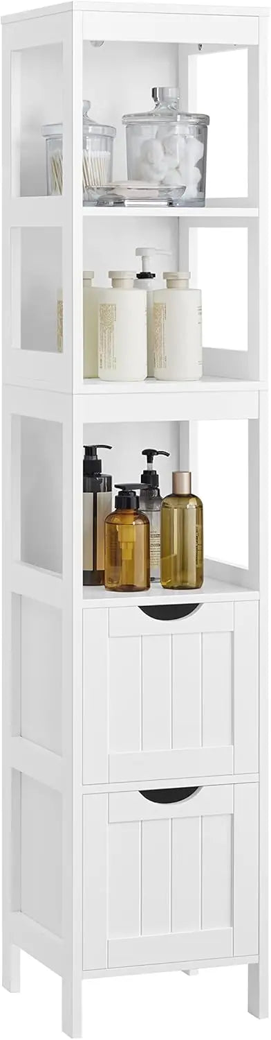 Badezimmerschrank freistehend mit Schubladen weiss von Songmics