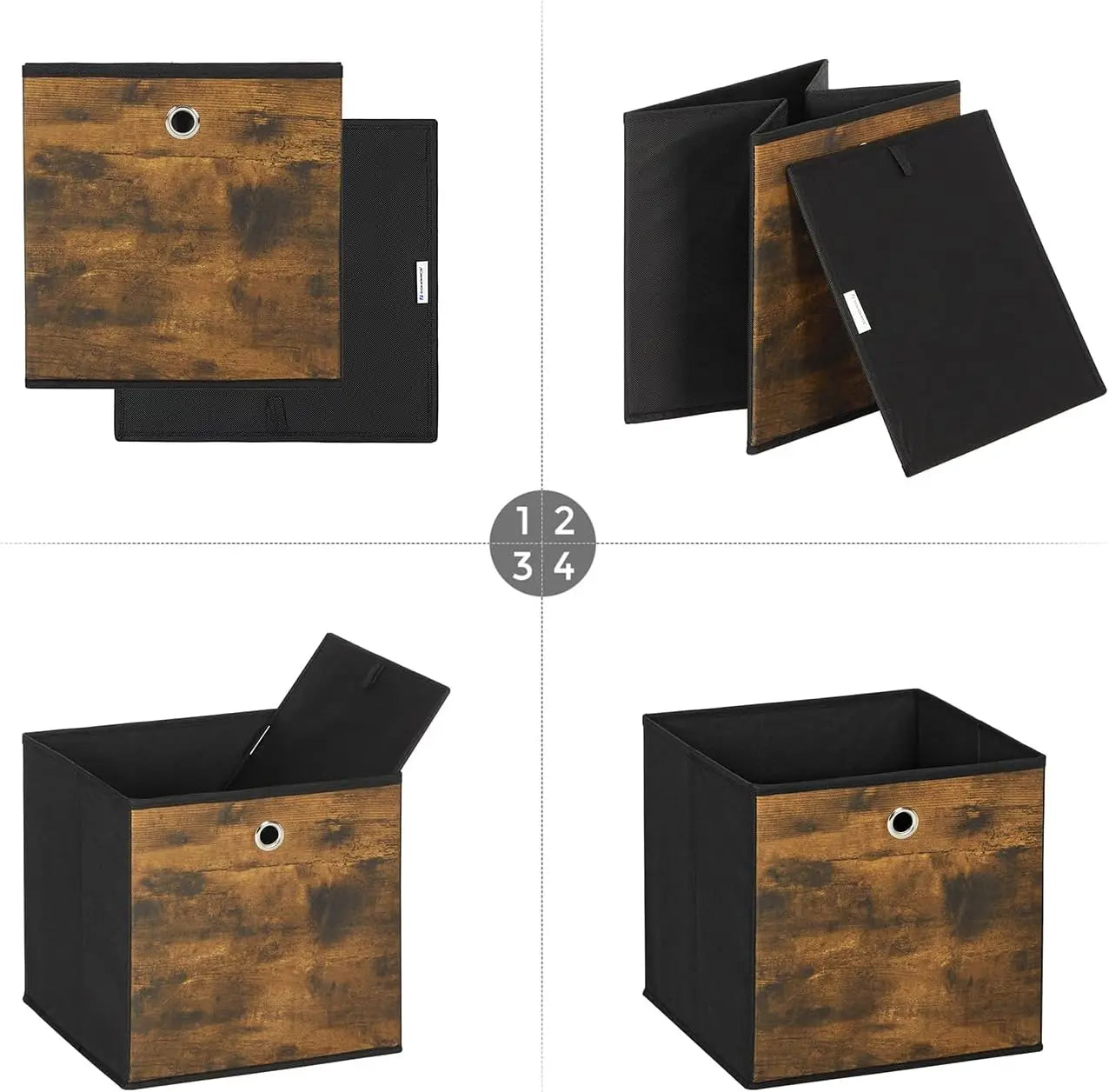 Aufbewahrungsbox 6er-Set faltbar vintagebraun Oxford-Gewebe von Songmics