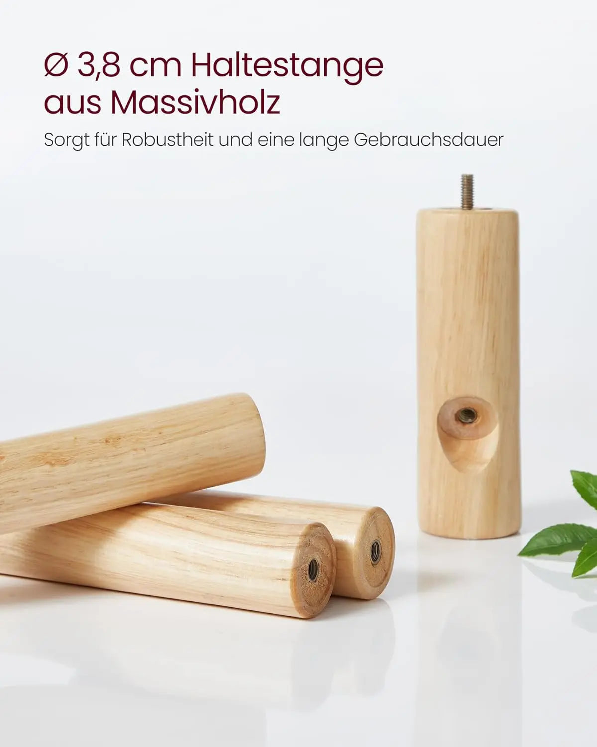 Garderobenständer Massivholz Baumform Verstellbar Weiss von Songmics