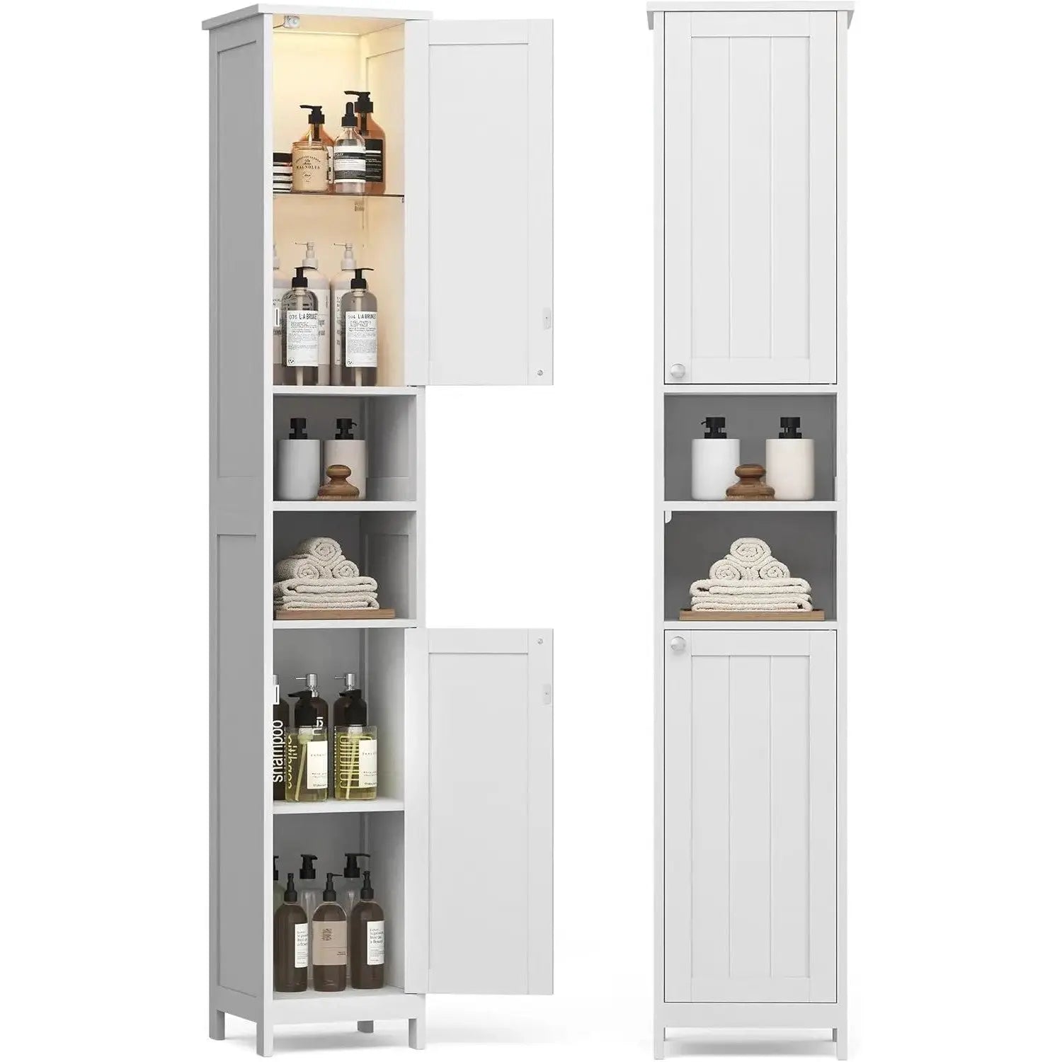Hochschrank Bad Beleuchtung Weiss Holz von Songmics