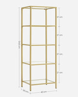 Regal mit 5 Ablagen transparent-gold von Songmics