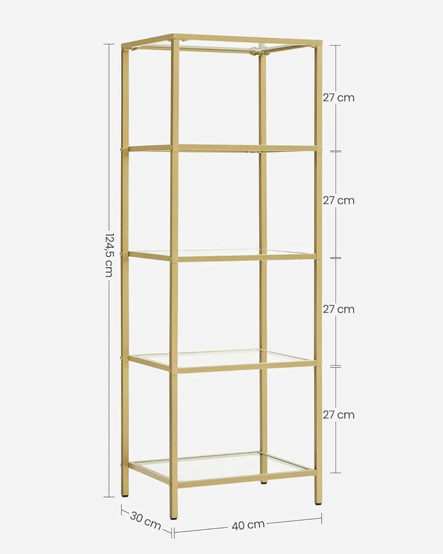 Regal mit 5 Ablagen transparent-gold von Songmics
