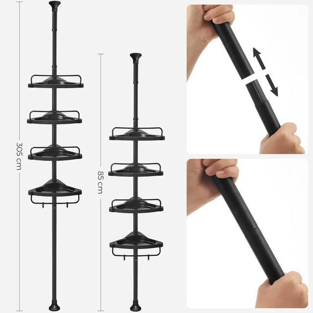 Duschregal höhenverstellbar mit 4 Ablagen schwarz von Songmics