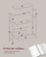 Beistelltisch mit Ladefunktion, 3 Ablagen, schwarz von Songmics