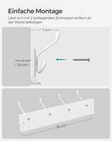 Wandgarderobe Hakenleiste Metall Flur Wolkenweiss von Songmics
