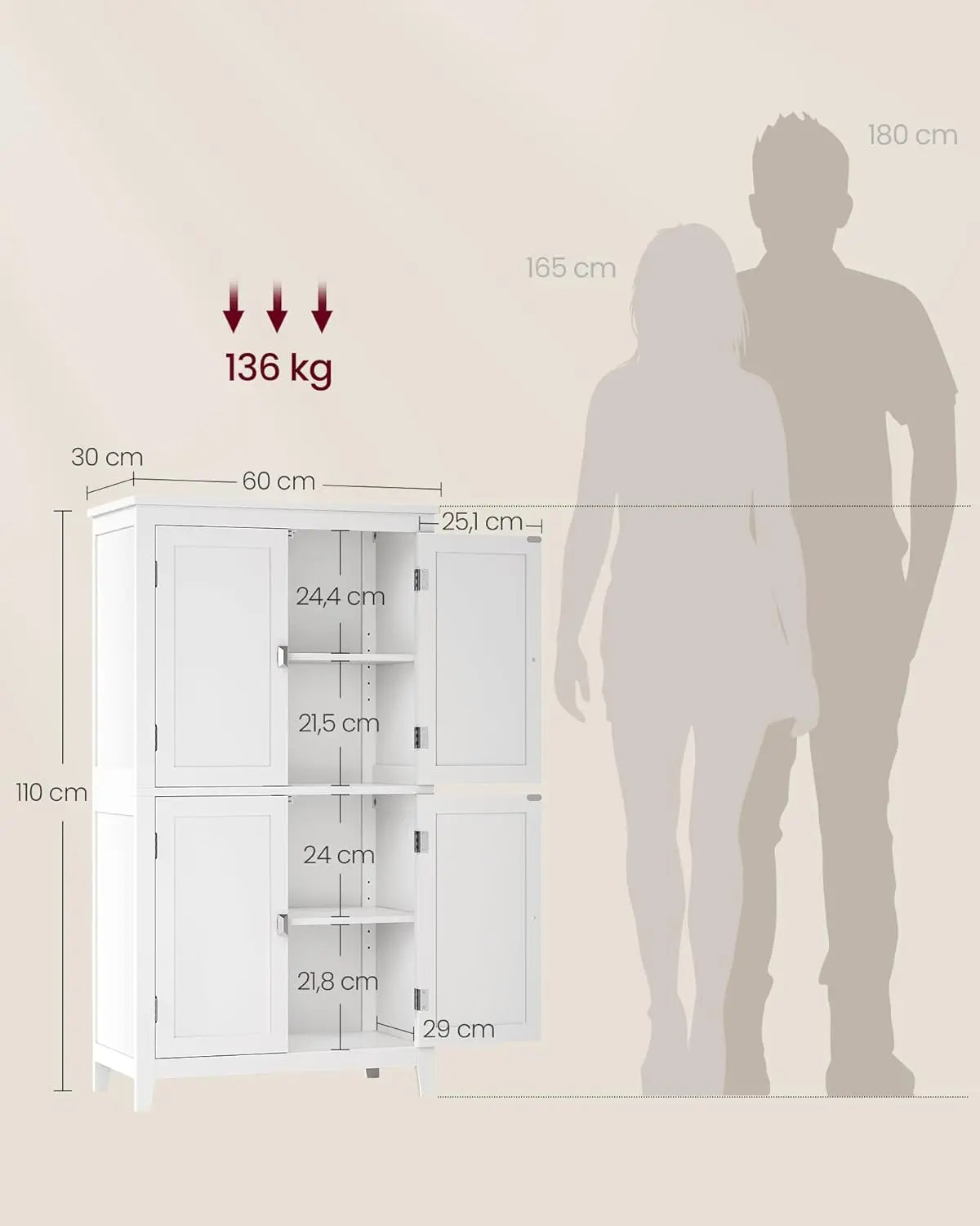 Badezimmerschrank mit verstellbaren Ablagen klassikweiss von Songmics