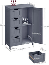 Badezimmerschrank mit Schubladen und Tür Grau von Songmics