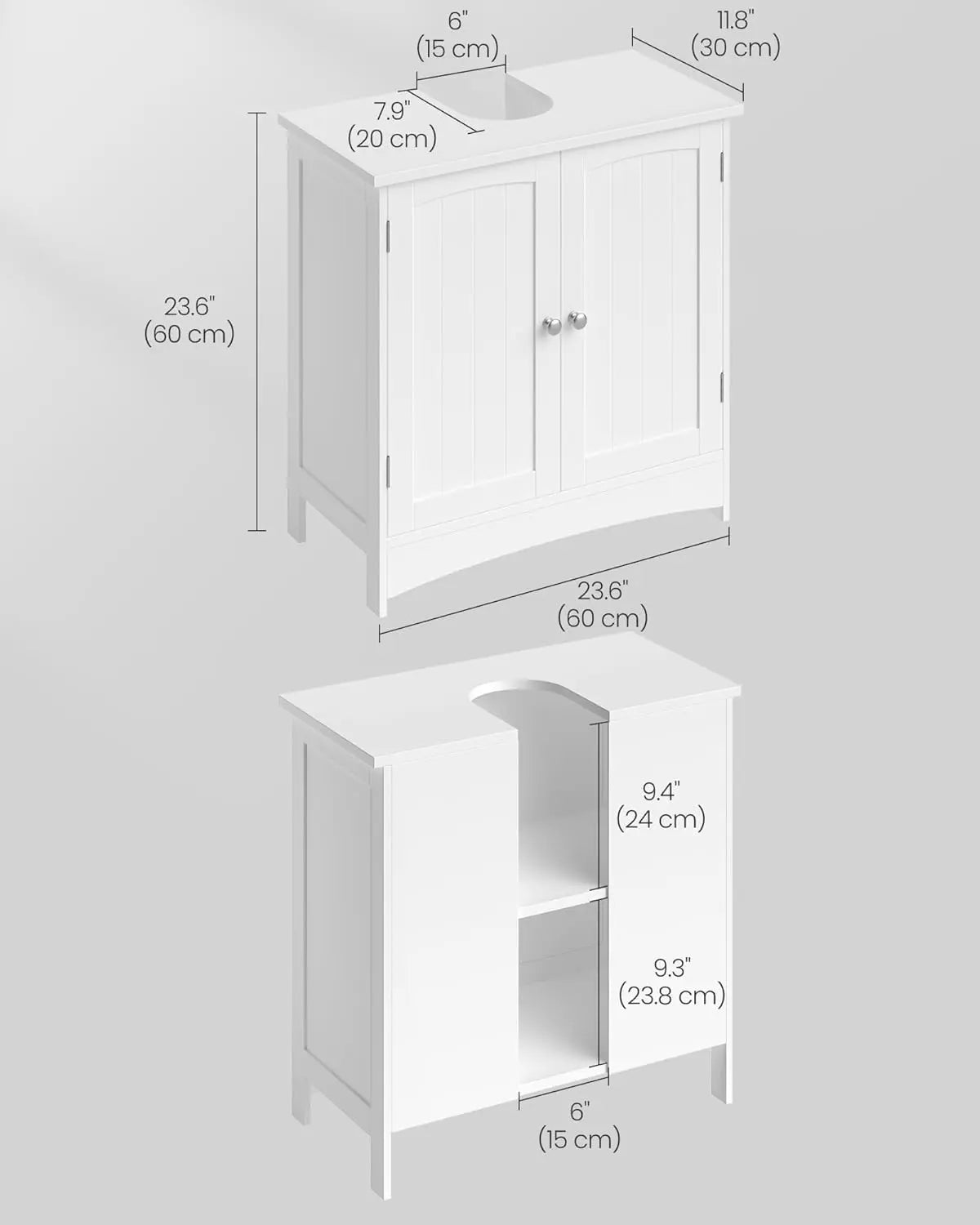 Waschbeckenunterschrank Badschrank mit Türen Weiss von Songmics