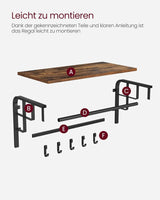 Wandgarderobe mit Aufbewahrungsregal 66cm rustikal Braun von Songmics