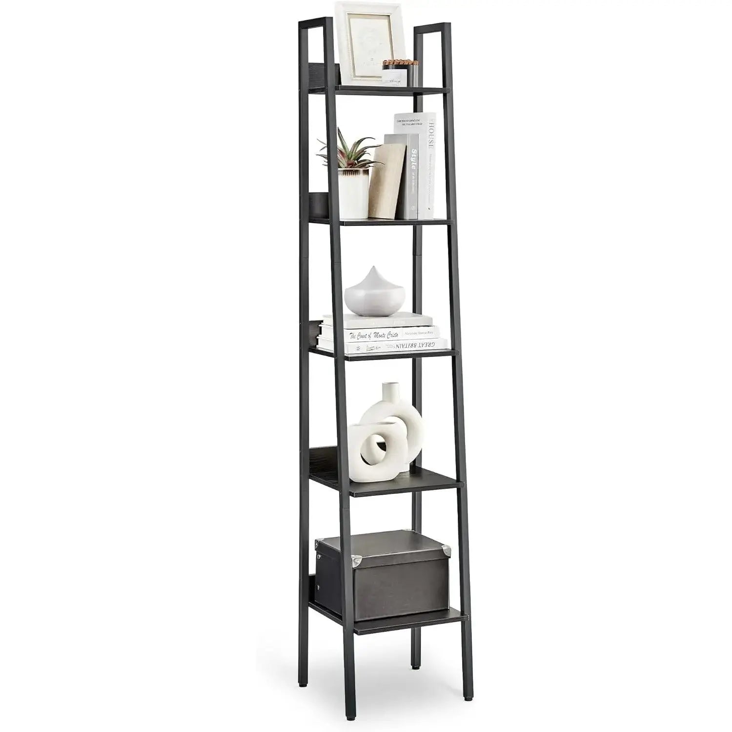 Bücherregal Leiterregal 5 Ebenen Schwarz von Songmics