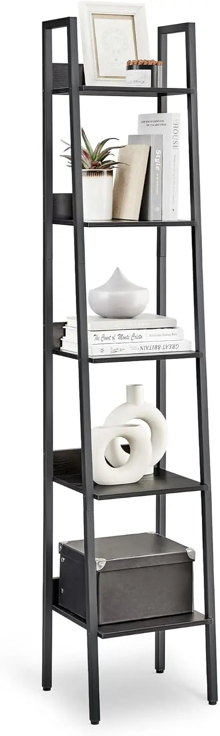 Bücherregal Leiterregal 5 Ebenen Schwarz von Songmics