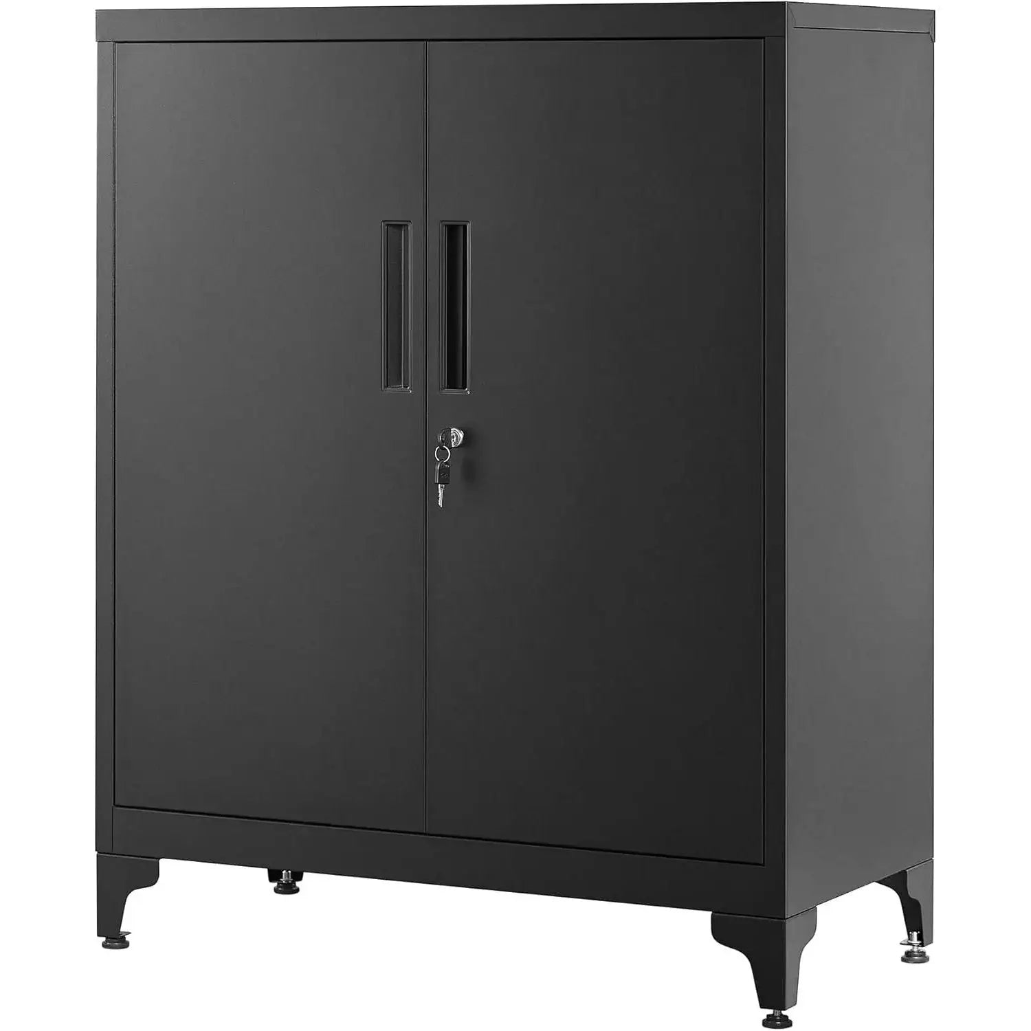 Aktenschrank abschliessbar Stahl Mehrzweckschrank Mattschwarz von Songmics