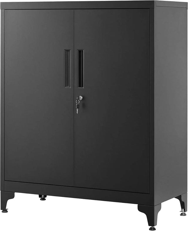 Aktenschrank abschliessbar Stahl Mehrzweckschrank Mattschwarz von Songmics