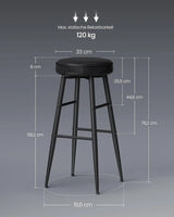 Barhocker Set Kunstleder Mid-Century Schwarz von Songmics