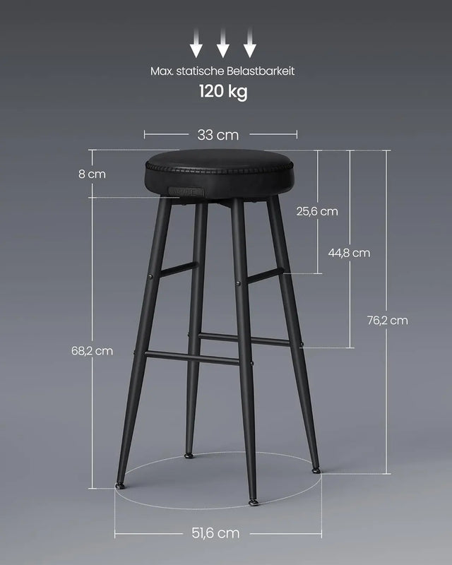 Barhocker Set Kunstleder Mid-Century Schwarz von Songmics