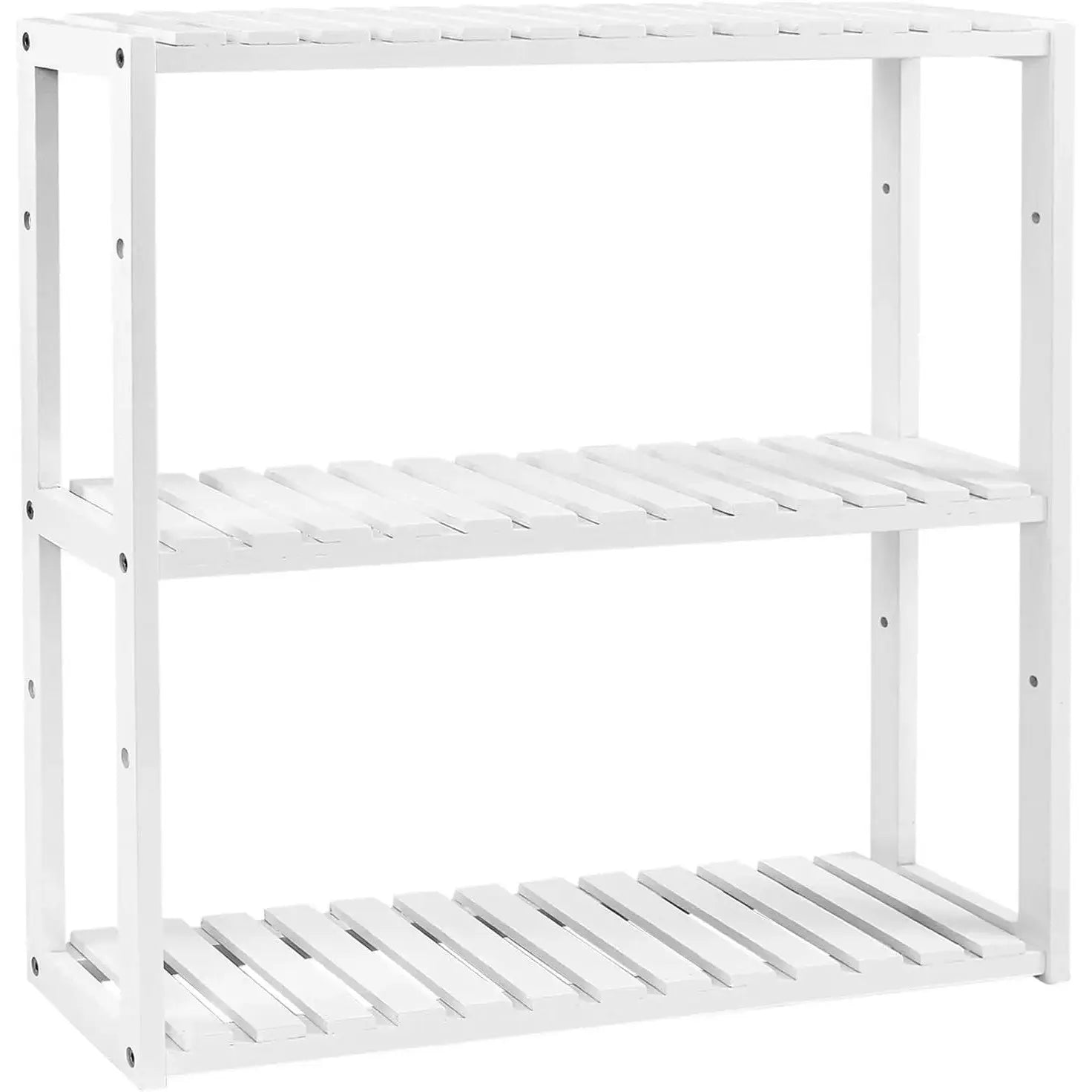 Badregal Bambus 3 Ablagen Wandmontage Weiss von Songmics