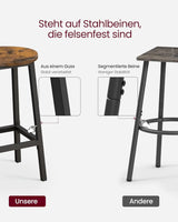Barhocker Set Metallgestell 65cm Vintagebraun Schwarz von Songmics