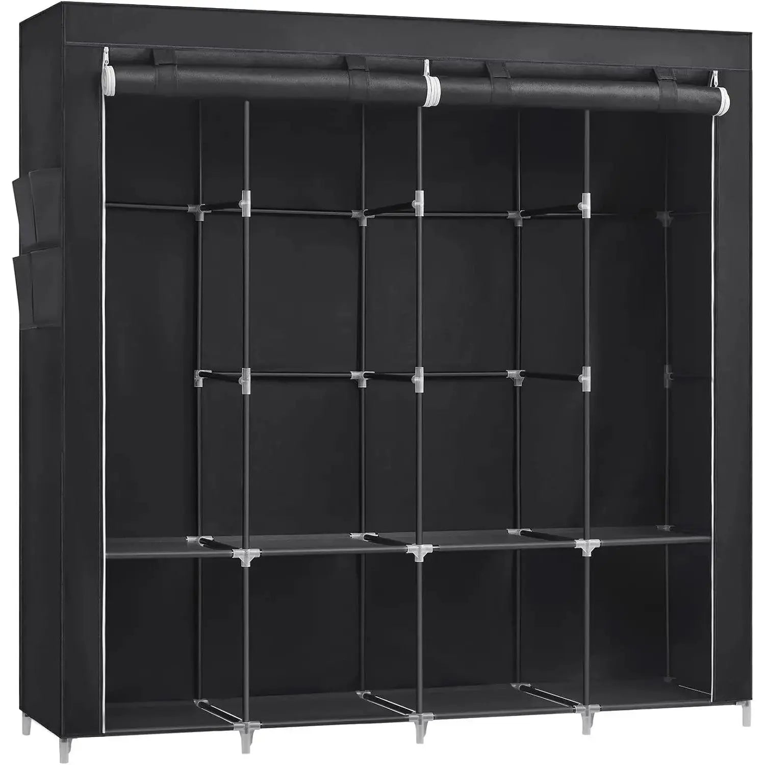 Stoffschrank 170cm schwarz 4 Hängefächer von Songmics